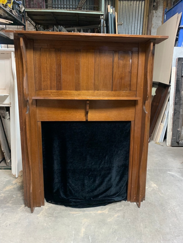 Oak Bungalow fireplace mantlepiece, double shelf with a polished finish , Top shelf is 1395 mm , over all height is 1695mm, opening is 915mm wide x 905mm high, $445 $445 $ 445 salvaged, recycled, demolition, reproduction, restoration, renovation,collectable, secondhand, used , original, old, reclaimed, heritage, antique, victorian, art nouveau edwardian, georgian, art deco