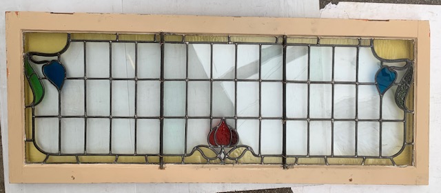 Art Nouveau style border on leadlight window panel in timber frame ...