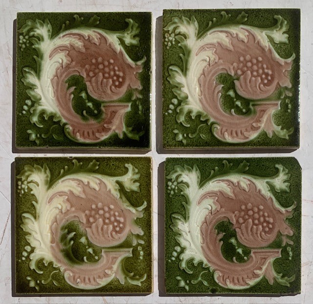 Original English moulded classical / rococo design in olive green ...